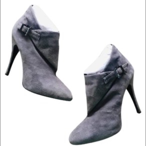 COLIN STUART SUEDE LEATHER GREY STILETTO ANKLE BUCKLE BOOTIES SZ 5 - Picture 9 of 11